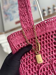 Kitlife Chloe Summer Banana Tote Bag In Pink Raffia 33x37x2cm - 5
