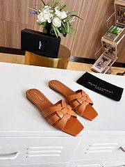 Kitlife Saint Laurent Tribute Sandals In Brown Smooth Leather - 1