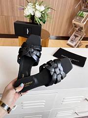 Kitlife Saint Laurent Tribute Sandals In Black Smooth Leather - 6