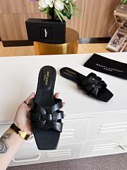 Kitlife Saint Laurent Tribute Sandals In Black Smooth Leather - 5