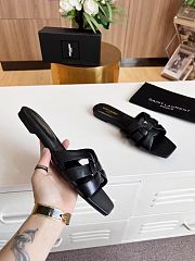 Kitlife Saint Laurent Tribute Sandals In Black Smooth Leather - 4
