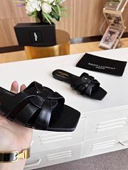 Kitlife Saint Laurent Tribute Sandals In Black Smooth Leather - 2
