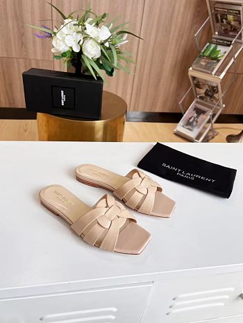 Kitlife Saint Laurent Tribute Sandals In Beige Smooth Leather
