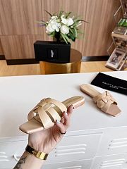 Kitlife Saint Laurent Tribute Sandals In Beige Smooth Leather - 6