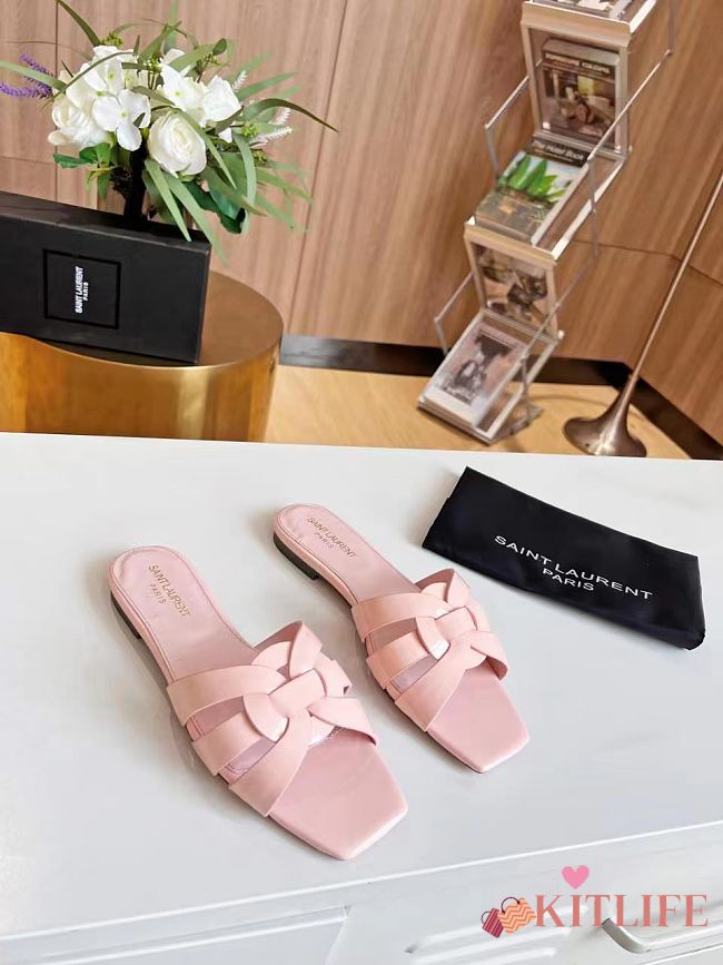 Kitlife Saint Laurent Tribute Sandals In Pink Smooth Leather - 1