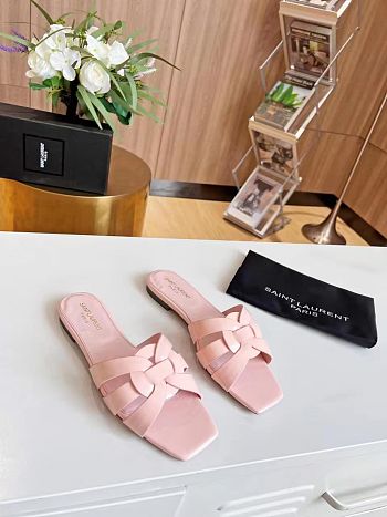Kitlife Saint Laurent Tribute Sandals In Pink Smooth Leather