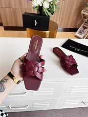 Kitlife Saint Laurent Tribute Sandals In Burgundy Smooth Leather - 6
