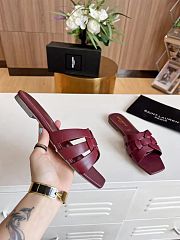 Kitlife Saint Laurent Tribute Sandals In Burgundy Smooth Leather - 4