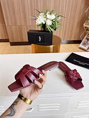 Kitlife Saint Laurent Tribute Sandals In Burgundy Smooth Leather - 2