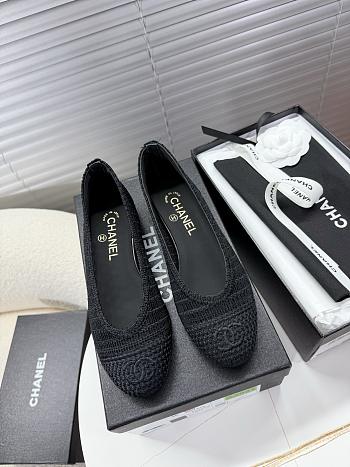 Kitlife Chanel Woven Raffia Ballet Shoes Black 