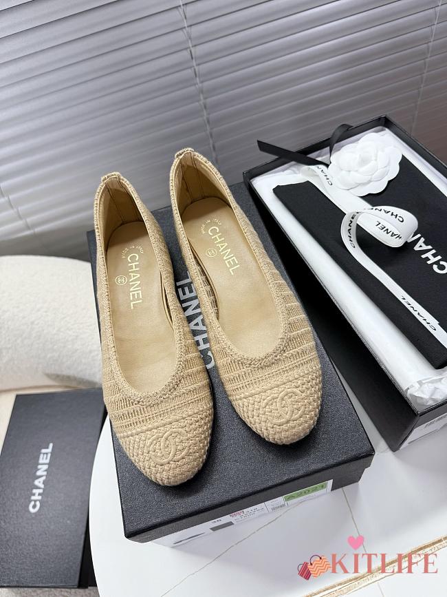Kitlife Chanel Woven Raffia Ballet Shoes Beige - 1