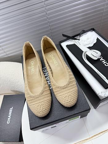 Kitlife Chanel Woven Raffia Ballet Shoes Beige