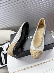 Kitlife Chanel Woven Raffia Ballet Shoes Beige & White - 6
