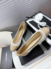 Kitlife Chanel Woven Raffia Ballet Shoes Beige & White - 5