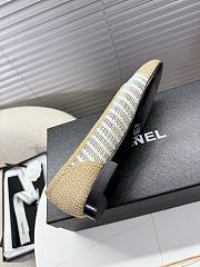 Kitlife Chanel Woven Raffia Ballet Shoes Beige & White - 4