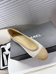 Kitlife Chanel Woven Raffia Ballet Shoes Beige & White - 2
