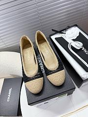 Kitlife Chanel Woven Raffia Ballet Shoes Beige & Black - 1