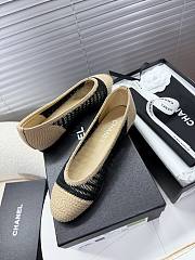 Kitlife Chanel Woven Raffia Ballet Shoes Beige & Black - 6