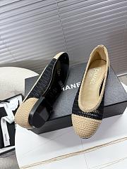 Kitlife Chanel Woven Raffia Ballet Shoes Beige & Black - 5