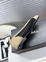 Kitlife Chanel Woven Raffia Ballet Shoes Beige & Black - 4