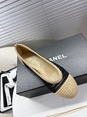 Kitlife Chanel Woven Raffia Ballet Shoes Beige & Black - 3