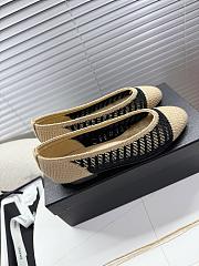 Kitlife Chanel Woven Raffia Ballet Shoes Beige & Black - 2
