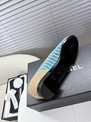 Kitlife Chanel Woven Raffia Ballet Shoes Beige & Blue - 6