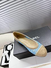 Kitlife Chanel Woven Raffia Ballet Shoes Beige & Blue - 2