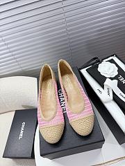 Kitlife Chanel Woven Raffia Ballet Shoes Beige & Pink - 1