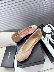 Kitlife Chanel Woven Raffia Ballet Shoes Beige & Pink - 6