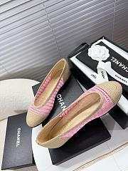 Kitlife Chanel Woven Raffia Ballet Shoes Beige & Pink - 5