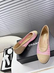 Kitlife Chanel Woven Raffia Ballet Shoes Beige & Pink - 3