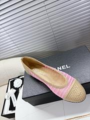 Kitlife Chanel Woven Raffia Ballet Shoes Beige & Pink - 2