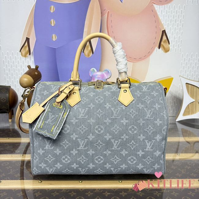Kitlife Louis Vuitton Speedy Soft 30 Bag Grey Denim M13344 30x17x21cm - 1