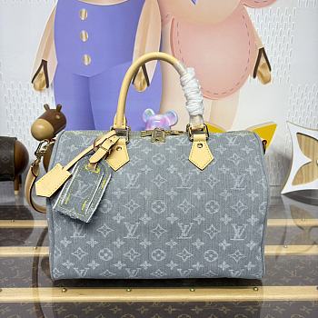 Kitlife Louis Vuitton Speedy Soft 30 Bag Grey Denim M13344 30x17x21cm