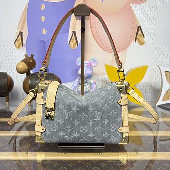 Kitlife Louis Vuitton Side Trunk Bag Grey Denim M13285 23.5x8.5x16cm