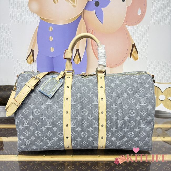 Kitlife Louis Vuitton Keepall Bandoulière 45 Bag Grey Denim M13748 45x20x27cm - 1