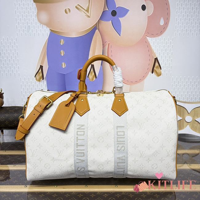 Kitlife Louis Vuitton Keepall Bandoulière 45 Bag White Monogram Heritage M14838 45x20x27cm - 1
