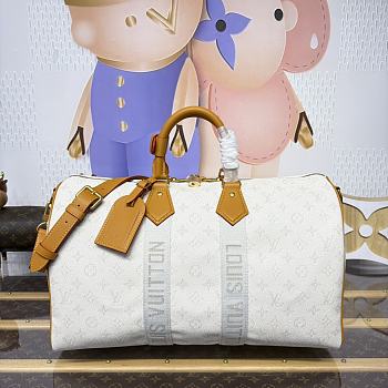 Kitlife Louis Vuitton Keepall Bandoulière 45 Bag White Monogram Heritage M14838 45x20x27cm