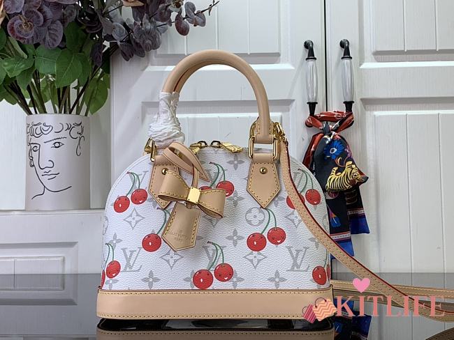 Kitlife Louis Vuitton x TM Alma BB Bag White Cherry M14234 23.5x17.5x 11.5cm - 1