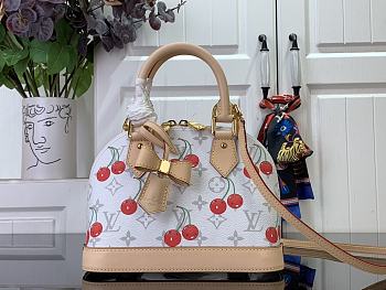 Kitlife Louis Vuitton x TM Alma BB Bag White Cherry M14234 23.5x17.5x 11.5cm