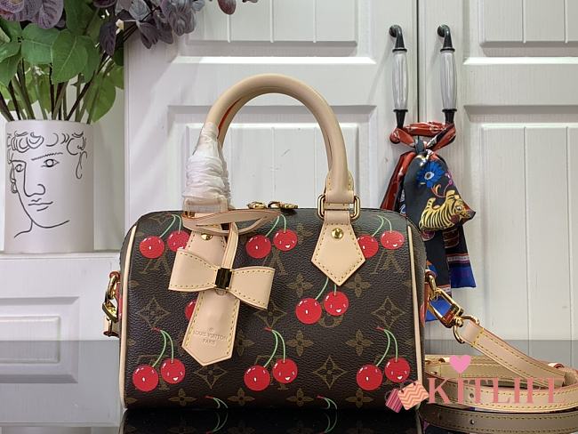 Kitlife Louis Vuitton x TM Speedy Bandoulière 20 Brown Monogram Canvas Cherry M13094 20.5x13.5x12cm - 1