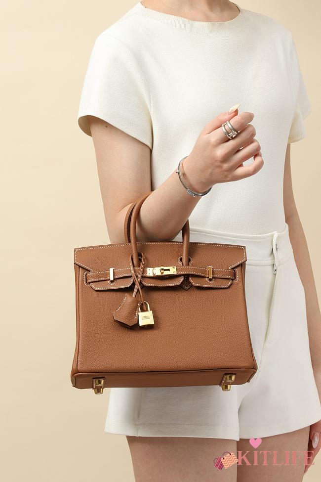 Kitlife Hermes Birkin Togo Leather Bag Brown With Gold Hardware BK250420 25x20x13cm - 1