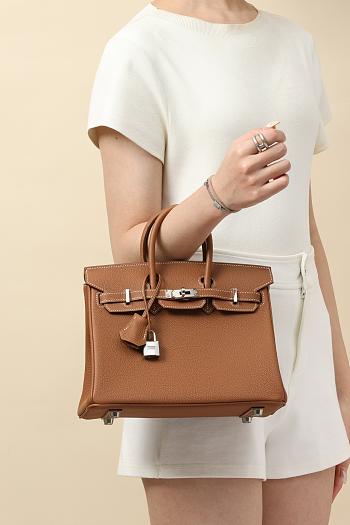 Kitlife Hermes Birkin Togo Leather Bag Brown With Silver Hardware BK250420 25x20x13cm