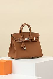 Kitlife Hermes Birkin Togo Leather Bag Brown With Silver Hardware BK250420 25x20x13cm - 3