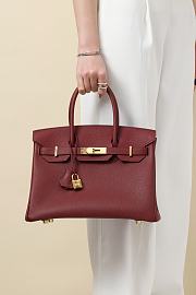 Kitlife Hermes Birkin Togo Leather Bag Burgundy With Gold Hardware BK250420 25x20x13cm - 1