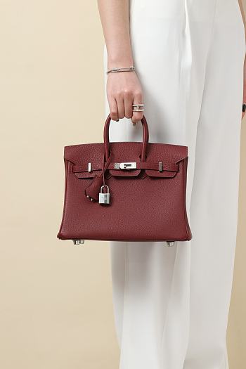 Kitlife Hermes Birkin Togo Leather Bag Burgundy With Silver Hardware BK250420 25x20x13cm