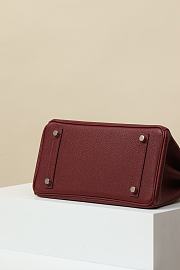 Kitlife Hermes Birkin Togo Leather Bag Burgundy With Silver Hardware BK250420 25x20x13cm - 2