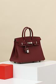 Kitlife Hermes Birkin Togo Leather Bag Burgundy With Silver Hardware BK250420 25x20x13cm - 3