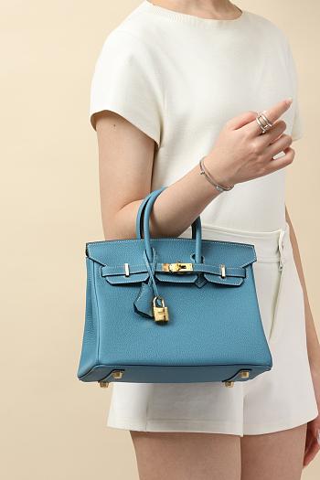 Kitlife Hermes Birkin Togo Leather Bag Blue With Gold Hardware BK250420 25x20x13cm